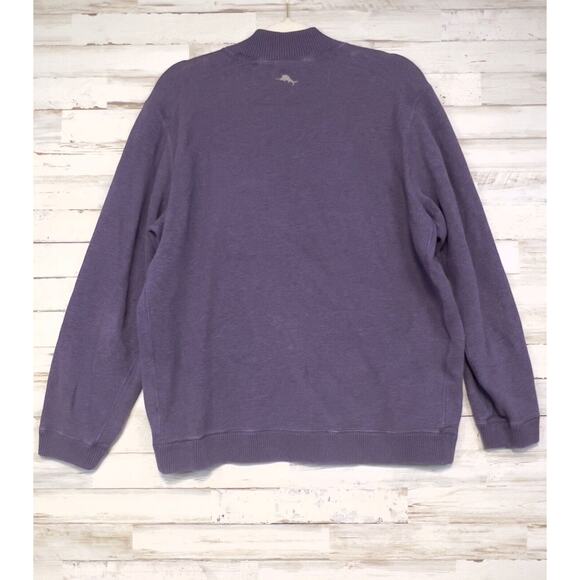 Tommy Bahama 1/4 Zip Mock Neck Reversible Sweater Mens Purple/Gray Large? - Picture 3 of 9